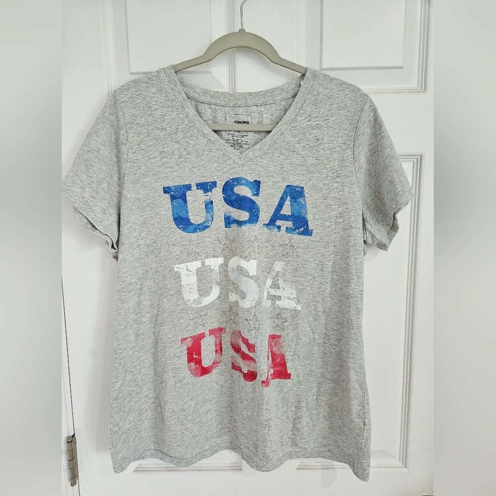 Gray USA Graphic Women's Top XL